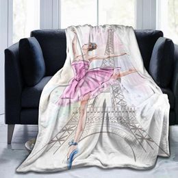 Blankets Soft Warm Fleece Blanket Ballerina Dancing On Eiffel Tower Winter Sofa Throw 3 Size Light Thin Mechanical Wash Flannel