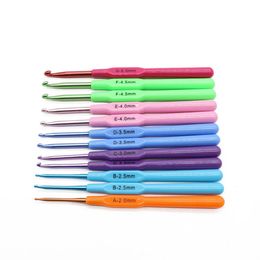 Hook Needles Aluminium Plastic Handle Crochet Sweater Needle Knitting Tools Colourful Single Head