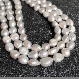 Beads Natural Freshwater Pearl Grey White Irregular Shape Punch Loose For Jewellery Making DIY Necklace Bracelet 9-10mm