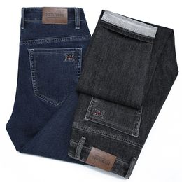 Men's Jeans Autumn Business Casual Straight Classic Style High Quality Black Blue Denim Trousers Male Brand Pants 220923