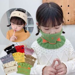 Children Scarf Cartoon Cat Knitted Warm Scarf Boys Girls Baby Winter Outdoor Windproof Ruffle Neck Collar Sleeve Neckerchief