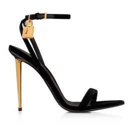 Italy Design TOMFORDs Padlock Key & Lock Sandals Shoes Women leather Lady Gladiator Sandalias Luxury Brands high-heeled shoes original box