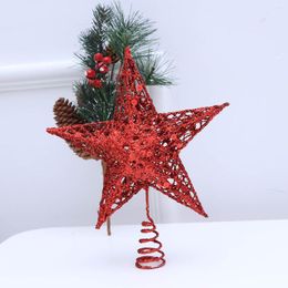 Christmas Decorations Tree Topper Star Home Decor Lighted Xmas Sparkling Supplies Party Rotatingmetal Valentines Stand Gloden