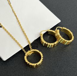 Luxurious Designer ring shape Necklace Earring Greece Meander Pattern Banshee Medusa Head Pattern 18K Gold Plated Birthday Festive Party Gifts Jewellery Sets MS9 --04