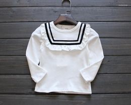 Shirts 2022 Spring And Autumn Style Children's Clothing Kids Girls Long-sleeved T-shirt Collar Flounced Blouse Wawa Shan