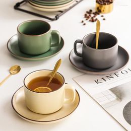 Mugs Custom Ceramic 250ML Cappuccino Coffee Cup And Saucer Set Handmade Reusable Personalized Espresso Breakfast Milk Tea Mug