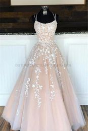 Party Dresses Lilac Lace Prom Dresses Spaghetti Straps Vestido De Fiesta Open Back A Line Women Prom Gowns Long Formal Evening Gow209x