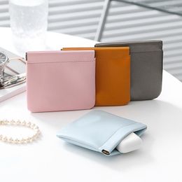 Storage Bags Ins Small Cosmetic Bag Portable For Airpods Protective Sleeve Mini Earphone Sundry Lipstick PU Leather
