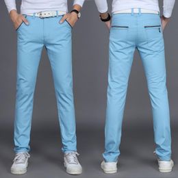 Men's Pants Men's 2022 Men Solid Colour Button Cotton Straight Long Pockets Business Trousers Formal Plus Big Size 28-38