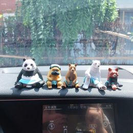 Interior Decorations Car Ornaments Anime Cute Funny Animal Panda Polar Bear Decoration Products Accessories 5Pcs