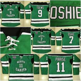 Gla Mit North Dakota Fighting Sioux 3 Tucker Poolman 7 TJ Oshie 9 Jonathan Toews 11 Zach Parise 16 Brock Boeser Men's 100% Stitched Hockey Jerseys