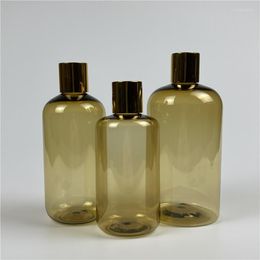 Storage Bottles 20pcs 250ml 300ml 500ml Disc Top Cap Transparent Gold Bottle Empty Lotion Plastic Luxurious Shampoo Container For Travel