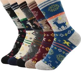 Men's Socks 5 Pairs Winter Socks Men Pack Fawn and Stripes Version Thick Warm Wool Sock Durable Stretchable Wholesale High Quality 220923