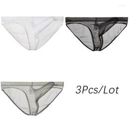 Underpants 3Pcs/lot Men Sexy Ultrathin Mesh Underwear Mens Elephant Nose Bulge Penis Pouch Panties Briefs Transparent Male Cueca