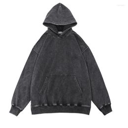 Men's Hoodies Men's & Sweatshirts European And American Distressed Hooded Men Vintage Hip Hop Style Heavy Weight Washed High Street