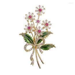 Brooches Crystal Cubic Zirconia Flower Brooch Broach Pin Women Jewellery Accessories HR04092