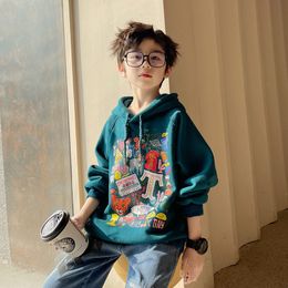 Pullover Boys Hoodies For Autumn Black Green Kids Print Long Sleeve Teen Children Cartoon 6 8 10 12 14 Y 220924