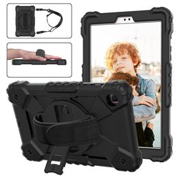 Tablet PC Cases For Samsung Galaxy Tab A 8.0 Inch 2019 Cover T290 T295 Tough Armour Hand Strap Shoulder Strap 360 Rotatable Kickstand Protective Case