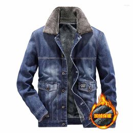 Men's Jackets Mcikkny Men WInter Fleece Lined Denim Warm Thermal Casual Jeans Coats Size M-4XL Windbreak
