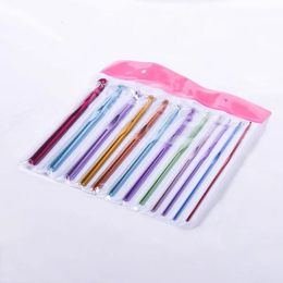 Wholesale Alumina Crochet Hook Needles 12 PCs PVC Bag Packaging Metal Sets Household Weaving Tools