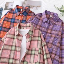 Women's Blouses Shirts HSA Shirts Womens Tops And Blouses Long Sleeve Spring Ladies Casual Plaid Loose Boyfriend Style Shirt Formal Tops 220923