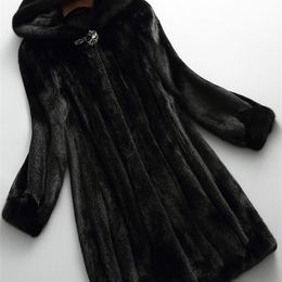 Women's Fur Faux Fur Lautaro Winter Luxury Long Black Faux Mink Fur Coat Women with Hood Long Sleeve Elegant Thick Warm Fluffy Furry Jacket 6xl 7xl 220923