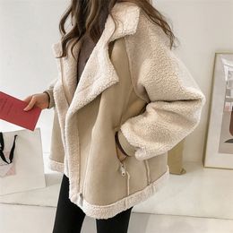 Women's Fur Faux Fur Women Winter Faux Fur Suede Jackets Coat Thicken Warm Lambs Wool Teddy Coats Ladies Loose Oversized Outwear Tops Woman Jacket 220923