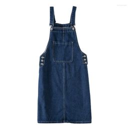 Skirts Women Classic Solid Jeans Overalls Mini Girls Sweet Pocket All-Match Skirt Female Casual Adjustable Strap 60198