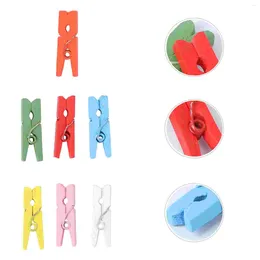 Clothing Storage 100pcs Mini Colourful 2.5cm Wooden Utility Versatile Paper Clips Clothespin Picture Po Cable Pictures