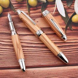 Fountain Pens majohn olive Wood Handmade Fountain Pen no35 BOCK Nib Rivet Pearl Top Office School Supplies Stationery Writing Pen 220923