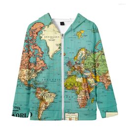 Men's Hoodies Autumn And Winter Hoodie Hooded Cardigan Thin Fleece Zipper Sweater Jacket Fashion 3d Map Dress Up Style