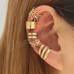 Leaves Ear Cuff Black Colour Non-Piercing Ear Clips Fake Cartilage Clip Earrings For Women Men Wholesale Jewellery