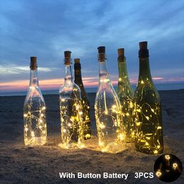 3Pcs Wine Cork string lights 20LEDS Bar Birthday Party Wedding Celebration Christmas AG13 Button Battery 2M