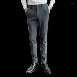 Men's Pants 2022 Men's Autumn Slim Casual Cheque Trousers Korean Version Of The Trend Wild Cotton Feet Non-iron Suit