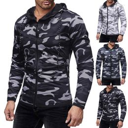Men's Jackets Men's Men Bomber Jacket Casual Slim Long Sleeve Camouflage Military Hooded 2022 Windbreaker Zipper Outwear Army Brand