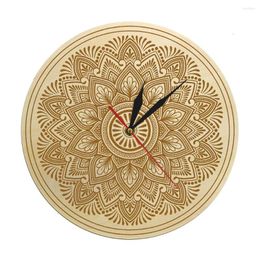 Wall Clocks Mandala Flower Pattern Good Mood Wooden Clock Meditation Rustic Art Bohemian Spiritual Hippie Boho Modern