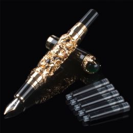 Fountain Pens JINHAO GOLDEN DRAGON KING FINE PEARLS SET 18KGP NIB FOUNTAIN PEN BLACK WHITE Grey FOR BUSINESS OFFICE CHOICE GIFT 220923