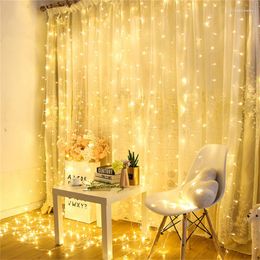 Strings 3X1M 3X1.5M 3X3M 6X3M Curtain Icicle Fairy LED String Light Outdoor Christmas Holiday Garland Wedding Party