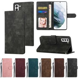 Business Leather Wallet Cases For Samsung S22 Ultra S21 Plus S20 FE Note 20 A73 5G A53 A33 A32 A23 A12 A13 Retro Kickstand Credit ID Cards Pocket Flip Cover Purse Strap