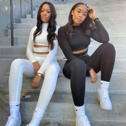 Women's Two Piece Pants Women's Women Tracksuit Outfits Crop Top Leggings 2 Set Activewear Fitness ElasticMatching Female Ensemble