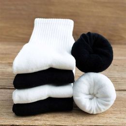 Men's Socks 5Pairslot Thicken Cotton Solid Terry Long Women Black White Warm Thick Male Sport Casual Calcetines 220923