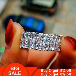 Cluster Rings Fashion Water Drop Ring Silver Color Pear Cut Cz Statement Party Wedding Band For Women Bridal Jewelry Gift