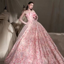 Ball Gown Wedding Dresses sexy See Through Button Back Long pink Appliques New vintage luxury Lace Vestios De Novia Bridal Gown