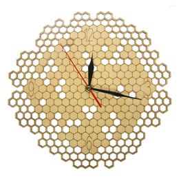 Wall Clocks Honeycomb Wood Geometric Clock Hexagon Minimalist Living Room Decor Hanging Natural Rustic Watch Bee Lovers Gift