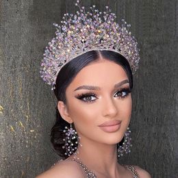 Luxury Crystal Beads Wedding Bridal Hair Crown Accessories Bride Pageant Prom Princess Headdress Crown ZD193