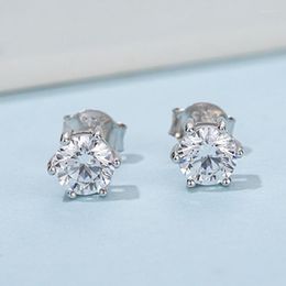 Stud Earrings 925 Silver 0.5 Carat D Colour Moissanite Brilliant Cut Round Diamond For Women Classic Jewellery