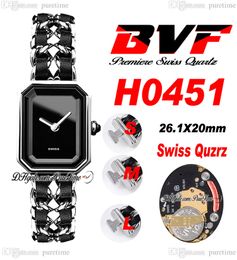 BVF Premiere H0451 Swiss ETA Quartz Ladeise Watch Steel Case Black Dial Interwoven Leahter Strap Super Edition Womens Watch Puretime