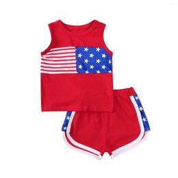 Clothing Sets Toddler Kids Boy's Children National Flag Print Suit Sleeveless Vest Tops And Short Pants 2-piece Suits 1-5T