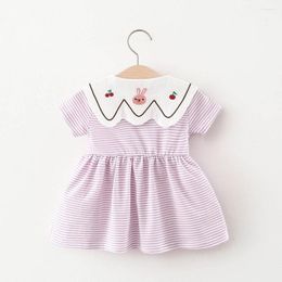 Girl Dresses Keelorn Dress Outfit 2022 Summer Born Baby Doll Collar Striped Cute Tutu Cartoon Little Girls Clothing