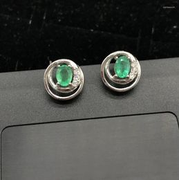 Stud Earrings Natural Emerald 925 Sterling Silver Women Jewellery Gemstone Sunflower Design Gift For Girl Lady